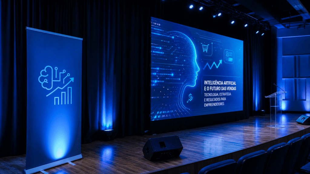 Palco com luzes azul